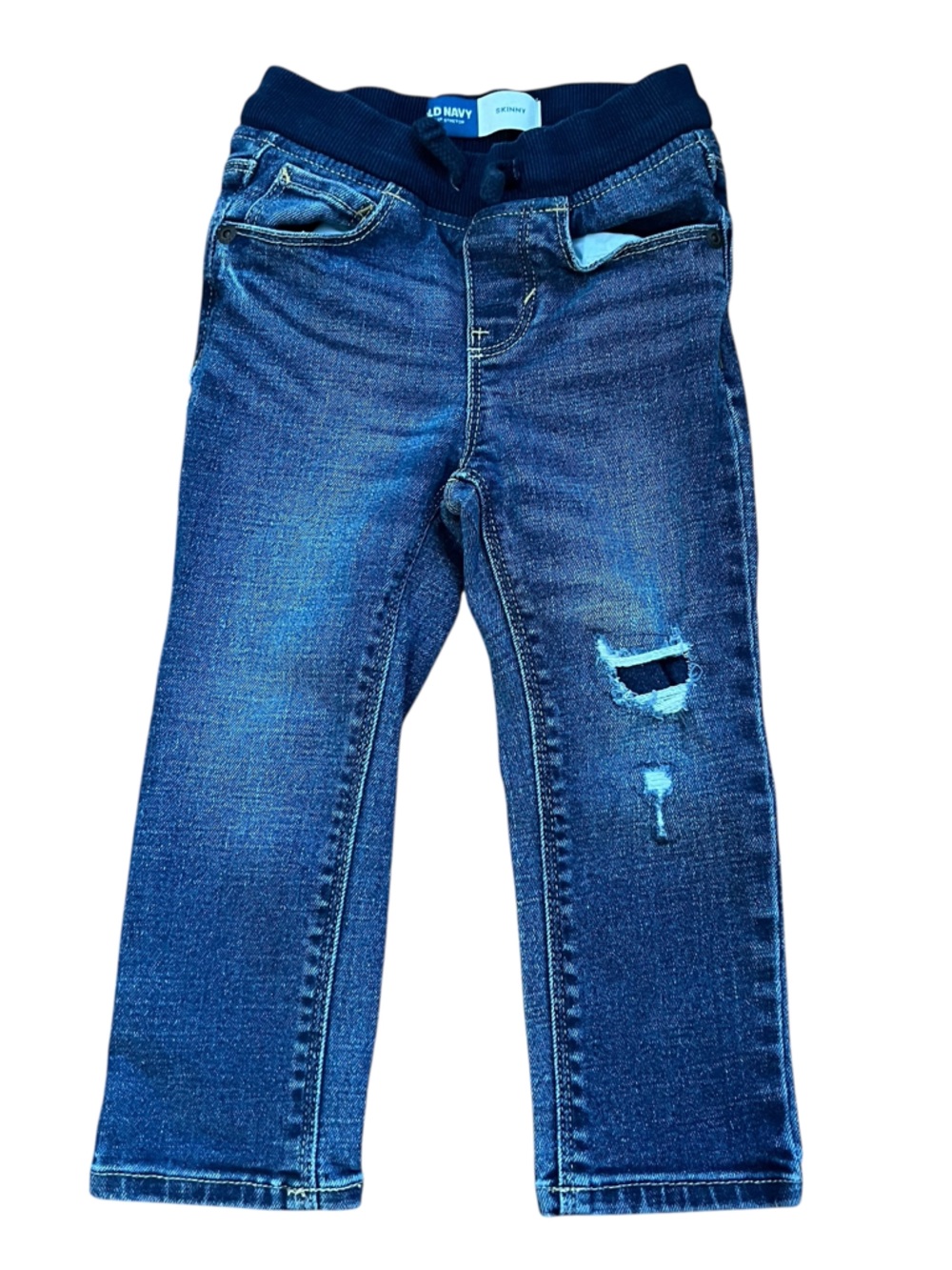 Old Navy Kids Skinny Pull On Distressed Ripped Denim Jeans Mid Wash Boys Size 2T